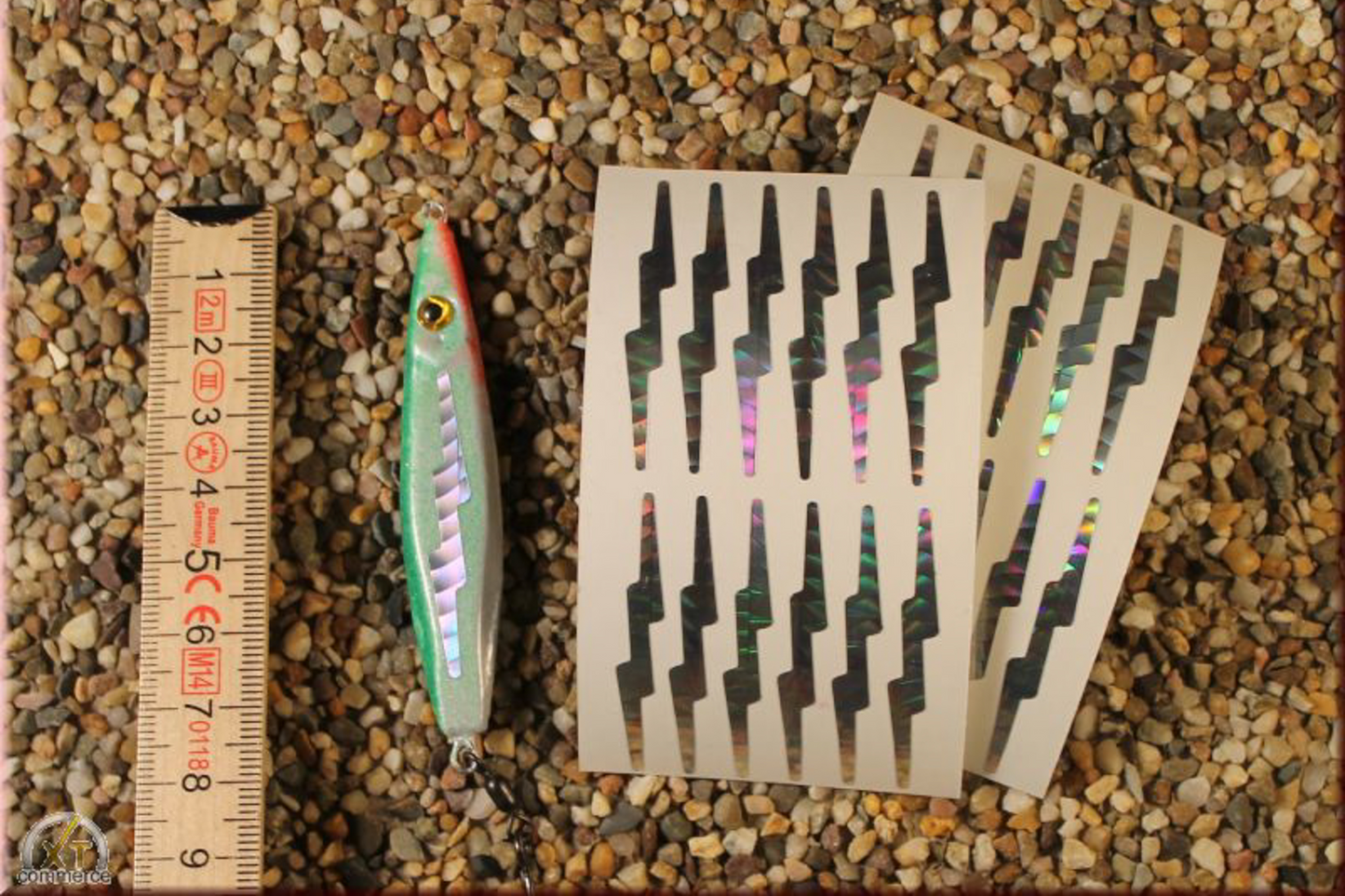 kleine Silberne Reflex-Folie Blitz von Haarjigs, Zubehör mit glänzender silberner Oberfläche, reflektierende und glitzernde Folie als Aufkleber, zum Bekleben von Flatterjig und Truttator Ködern